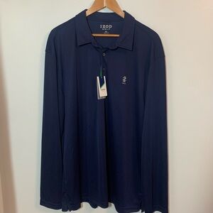 Izod Golf Shirt Mens Navy Blue Sz XXL Long Sleeved NWT
